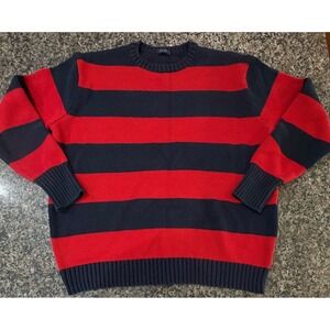 John Galt California Mens Striped Cotton Crewneck Sweater Red Navy Blue MH320